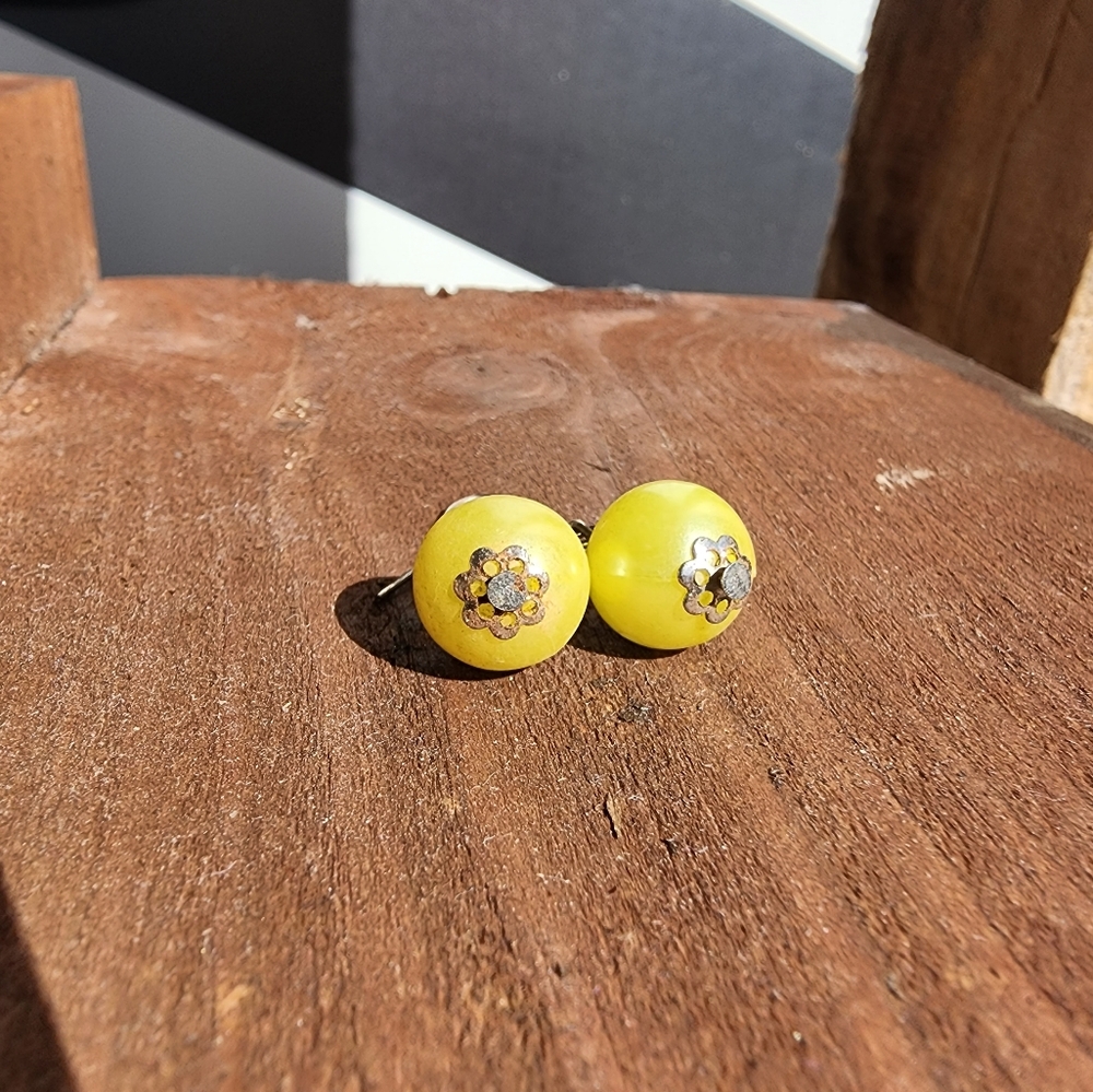 Yellow bead earrings